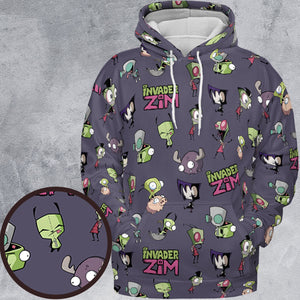 Invader Zim Pattern All-over Print Hoodie