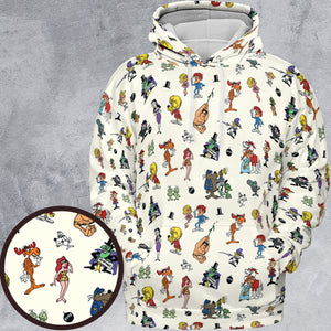 The Adventures of Rocky and Bullwinkle and Friends Characters Pattern All-over Print Hoodie