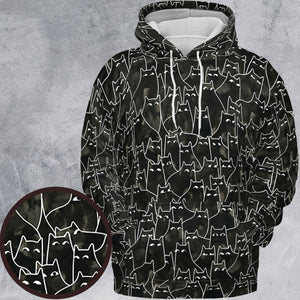 Suspicious Cats Funny Cat All-over Print Hoodie