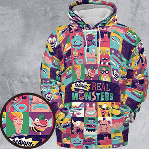 Aaahh!!! Real Monsters Characters Pattern All-over Print Hoodie