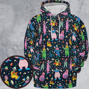 Clowns Popcorn Killer Klowns from Outer Space Pattern All-over Print Hoodie