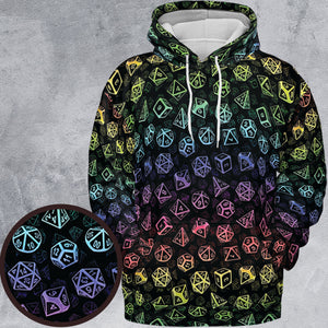 DnD Rainbow Dice Set Pattern All-over Print Hoodie