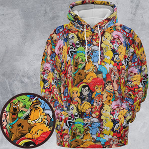 Old Cartoon Characters All-over Print Hoodie