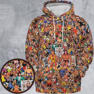 Wrestling Hulk Hogan and Buddies Figures All-over Print Hoodie