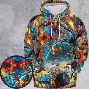 Spaceships Death Star Suncatcher Glass All-over Print Hoodie