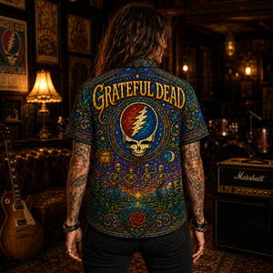 Grateful Dead Hawaiian Shirt, American Beauty Button Up, Ripple Music Fan Gift