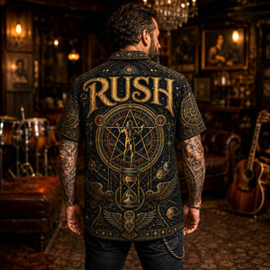 Rush Hawaiian Shirt, Fly by Night Prog Button Up, Classic Trio Music Fan Gift