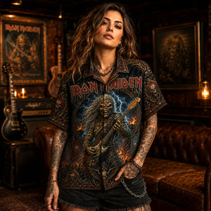 Iron Maiden Hawaiian Shirt, The Trooper Metal Button Up, Eddie Legacy Rock Fan Gift