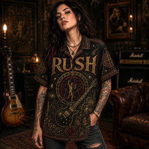 Rush Hawaiian Shirt, Clockwork Angels Button Up, Progressive Rock Collector Gift