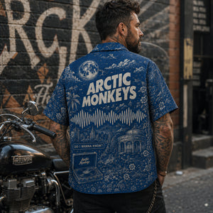 Arctic Monkeys Toile Hawaiian Shirt, AM Indie Rock Button Up, Do I Wanna Know Music Fan Gift