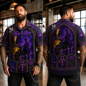 Purple Rain Hawaiian Shirt, Iconic Music Artwork Button Up, Rock Culture Fan Gift