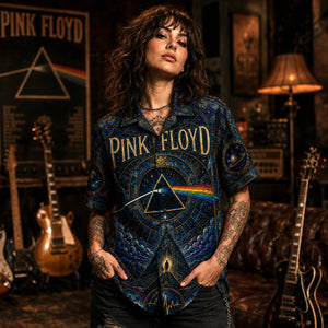 Pink Floyd Hawaiian Shirt, Money Classic Rock Button Up, Prism Album Fan Gift