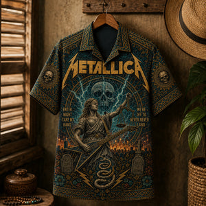 Metallica Hawaiian Shirt, Fuel Hard Rock Button Up, Reload Era Music Fan Gift