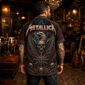 Metallica Hawaiian Shirt, Seek and Destroy Button Up, Early Thrash Fan Gift