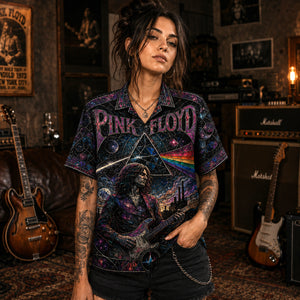 Pink Floyd Hawaiian Shirt, Time Psychedelic Rock Button Up, Dark Side Music Fan Gift