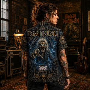 Iron Maiden Hawaiian Shirt, Piece of Mind Metal Button Up, Flight of Icarus Fan Gift