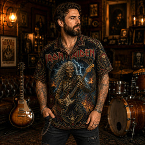 Iron Maiden Hawaiian Shirt, The Trooper Metal Button Up, Eddie Legacy Rock Fan Gift
