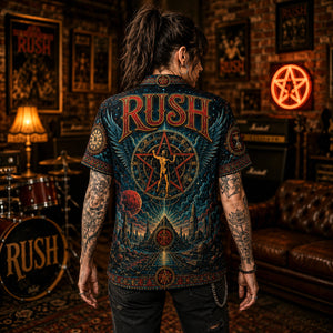 Rush Hawaiian Shirt, YYZ Progressive Button Up, Instrumental Rock Fan Gift