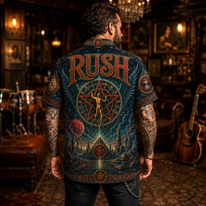 Rush Hawaiian Shirt, YYZ Progressive Button Up, Instrumental Rock Fan Gift