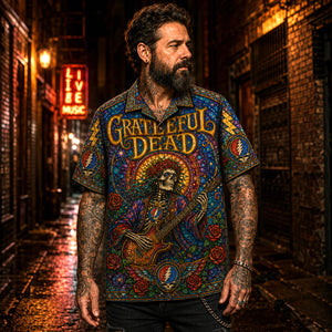 Grateful Dead Hawaiian Shirt, Workingmans Dead Button Up, Truckin Jam Band Fan Gift