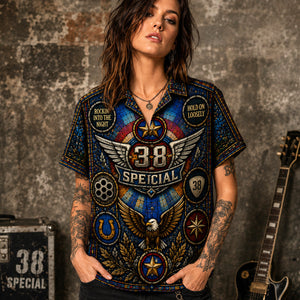 38 Special Stained Glass Hawaiian Shirt, Hold On Loosely Southern Rock Button Up, Caught Up in You Fan Gift