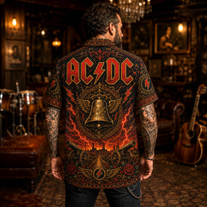 AC/DC Hawaiian Shirt, Dirty Deeds Rock Button Up, Bon Scott Era Fan Gift