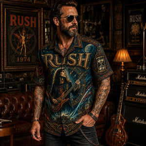 Rush Hawaiian Shirt, YYZ Progressive Button Up, Instrumental Rock Fan Gift