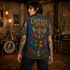 Grateful Dead Hawaiian Shirt, Workingmans Dead Button Up, Truckin Jam Band Fan Gift