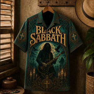 Black Sabbath Hawaiian Shirt, Heaven and Hell Button Up, Dio Era Metal Fan Gift