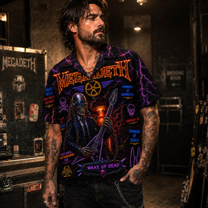 Megadeth Hawaiian Shirt, Rust in Peace Thrash Button Up, Peace Sells Metal Fan Gift