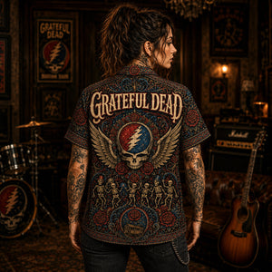 Grateful Dead Hawaiian Shirt, Touch of Grey Button Up, Deadhead Music Lover Gift