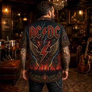 AC/DC Hawaiian Shirt, High Voltage Rock Button Up, TNT Music Fan Gift, Collector Gift