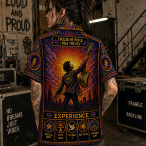Jimi Hendrix Voodoo Chile Hawaiian Shirt, Voodoo Child Psychedelic Button Up, Purple Haze Guitar Fan Gift