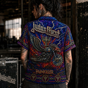 Judas Priest Hawaiian Shirt, Painkiller British Metal Button Up, Breaking the Law Fan Gift