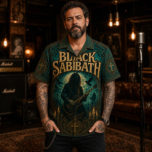 Black Sabbath Hawaiian Shirt, Heaven and Hell Button Up, Dio Era Metal Fan Gift