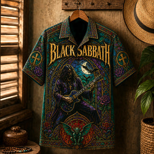 Black Sabbath Hawaiian Shirt, Iron Heavy Rock Button Up, Ozzy Era Music Fan Gift