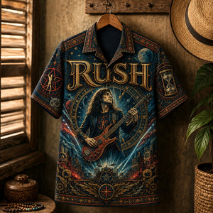 Rush Hawaiian Shirt, YYZ Progressive Button Up, Instrumental Rock Fan Gift