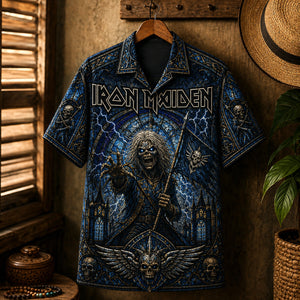 Iron Maiden Hawaiian Shirt, Number of the Beast Button Up, Run to the Hills Fan Gift