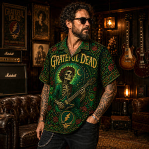 Grateful Dead Hawaiian Shirt, Steal Your Face Button Up, Jam Rock Collector Gift