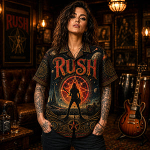 Rush Hawaiian Shirt, Starman Logo Button Up, 2112 Album Collector Gift