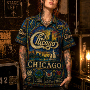 Chicago Band Hawaiian Shirt, Horn Rock Classics Button Up, Windy City Music Fan Gift