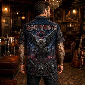 Iron Maiden Hawaiian Shirt, Somewhere in Time Metal Button Up, Wasted Years Rock Fan Gift