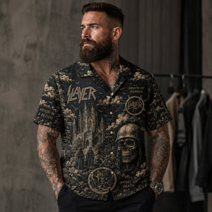 Slayer South of Heaven Hawaiian Shirt, Stage Ready Rock Button Up, Festival Music Collector Gift