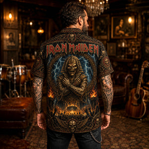 Iron Maiden Hawaiian Shirt, The Trooper Metal Button Up, Eddie Legacy Rock Fan Gift