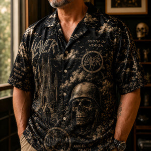 Slayer South of Heaven Hawaiian Shirt, Stage Ready Rock Button Up, Festival Music Collector Gift