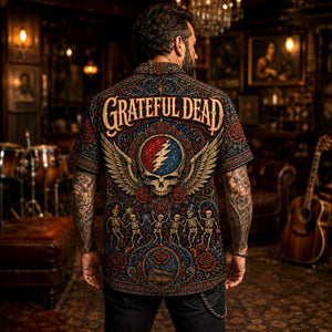 Grateful Dead Hawaiian Shirt, Touch of Grey Button Up, Deadhead Music Lover Gift