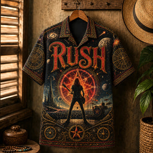 Rush Hawaiian Shirt, Starman Logo Button Up, 2112 Album Collector Gift