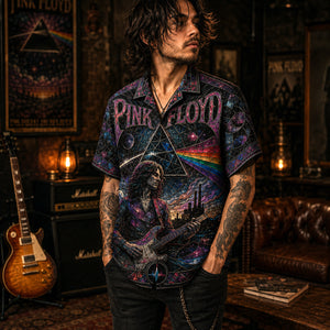 Pink Floyd Hawaiian Shirt, Time Psychedelic Rock Button Up, Dark Side Music Fan Gift