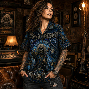 Iron Maiden Hawaiian Shirt, Number of the Beast Button Up, Run to the Hills Fan Gift