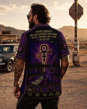 Purple Rain Stained Glass Hawaiian Shirt, Iconic Music Artwork Button Up, Rock Culture Fan Gift